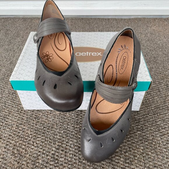 NIB Women's AETREX Rachel Mary Jane Shoes 9.5 Grey - Picture 10 of 11